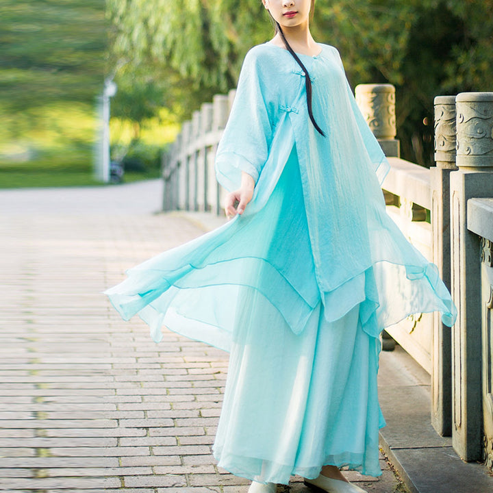 Buddha Stones 3 szt. Joga Szyfonowa odzież Jednolita Medytacja Zen Praktyka Zestaw damski - image 2