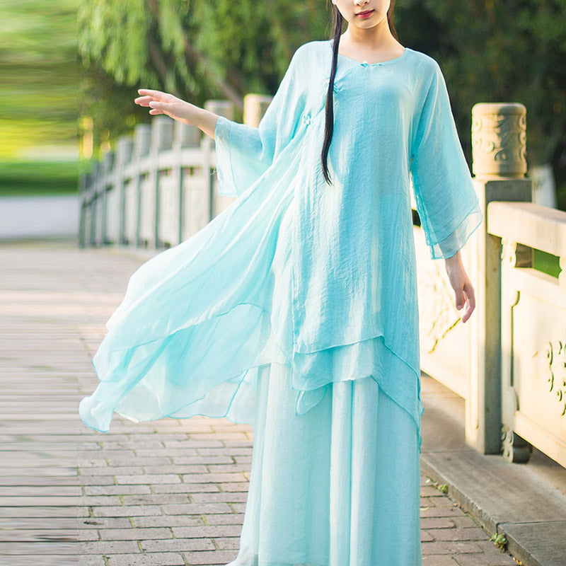 Buddha Stones 3 szt. Joga Szyfonowa odzież Jednolita Medytacja Zen Praktyka Zestaw damski - image 19