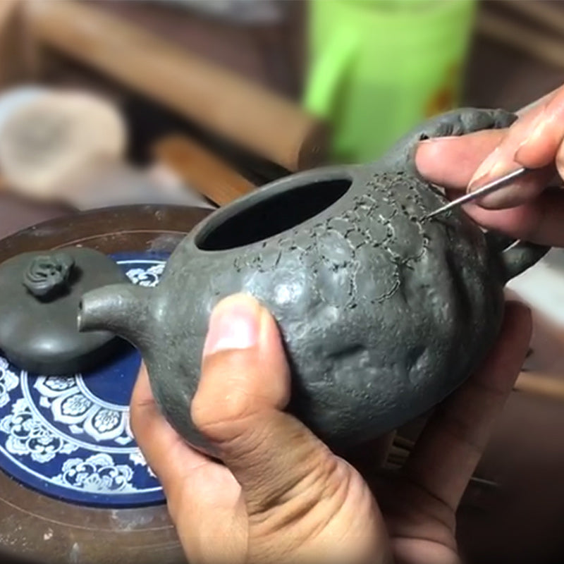 Buddha Stones ręcznie robione Vintage Tree Texture Fioletowa glina Kung Fu Teapot 220ml