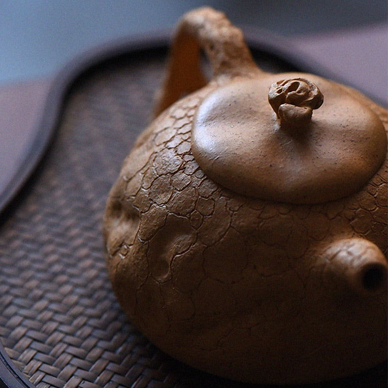 Buddha Stones ręcznie robione Vintage Tree Texture Fioletowa glina Kung Fu Teapot 220ml