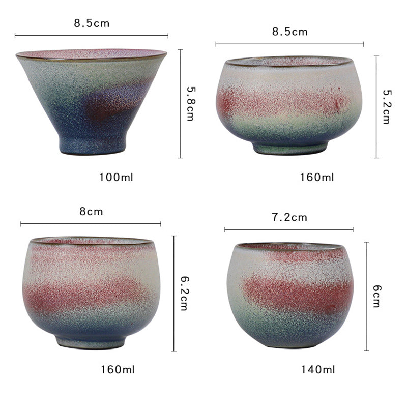 Buddha Stones Retro Czerwony Gradient Piec Zmiana Ceramiczny Filiżanka Kung Fu Filiżanka do Herbaty