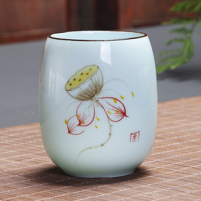 Buddha Stones Ryba Koi Lotos Krajobraz Mniszek Lekarski Kwiat Piwonii Ceramiczna filiżanka do herbaty Kung Fu