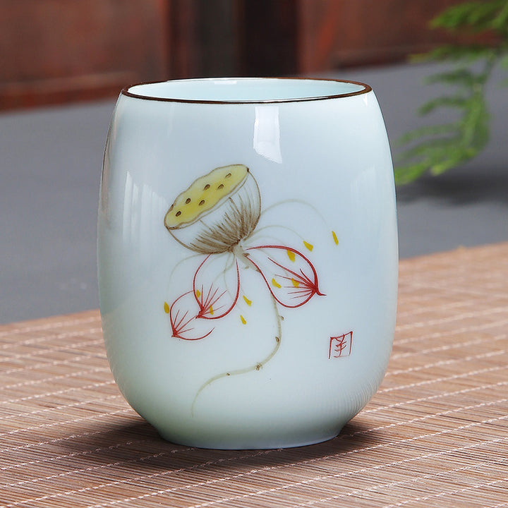 Buddha Stones Ryba Koi Lotos Krajobraz Mniszek Lekarski Kwiat Piwonii Ceramiczna filiżanka do herbaty Kung Fu
