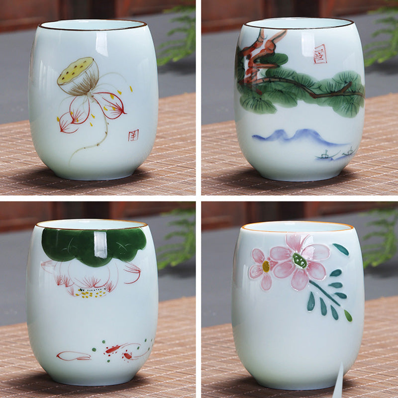 Buddha Stones Ryba Koi Lotos Krajobraz Mniszek Lekarski Kwiat Piwonii Ceramiczna filiżanka do herbaty Kung Fu