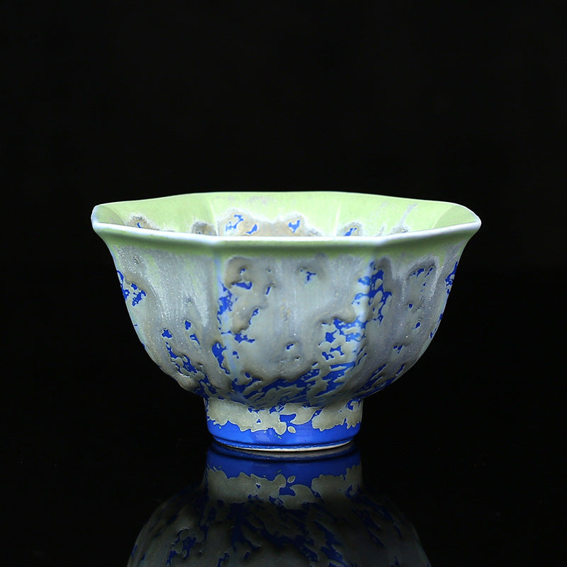 Buddha Stones Retro Niebieski Czerwony Gradient Wzór Lotosu Zmiana Pieca Ceramiczny Filiżanka Kung Fu Filiżanka Miska