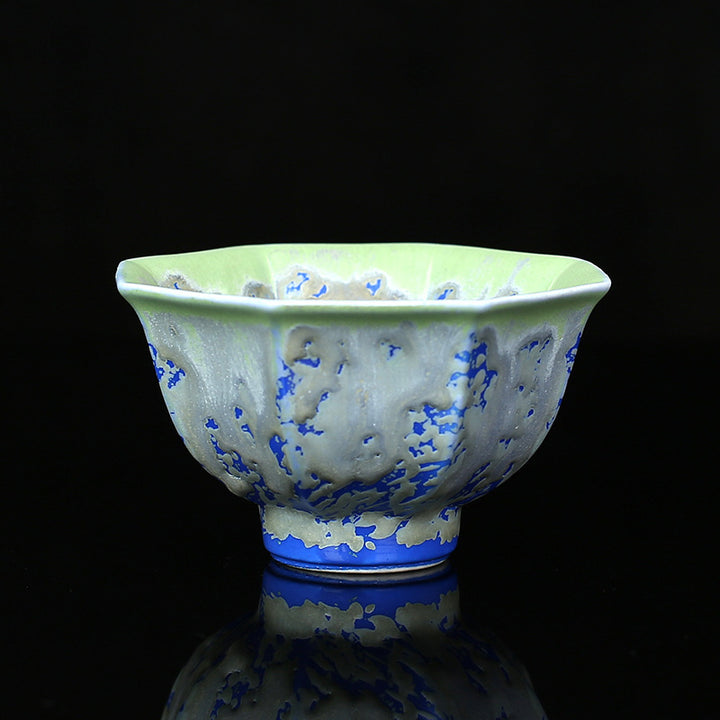 Buddha Stones Retro Niebieski Czerwony Gradient Wzór Lotosu Zmiana Pieca Ceramiczny Filiżanka Kung Fu Filiżanka Miska