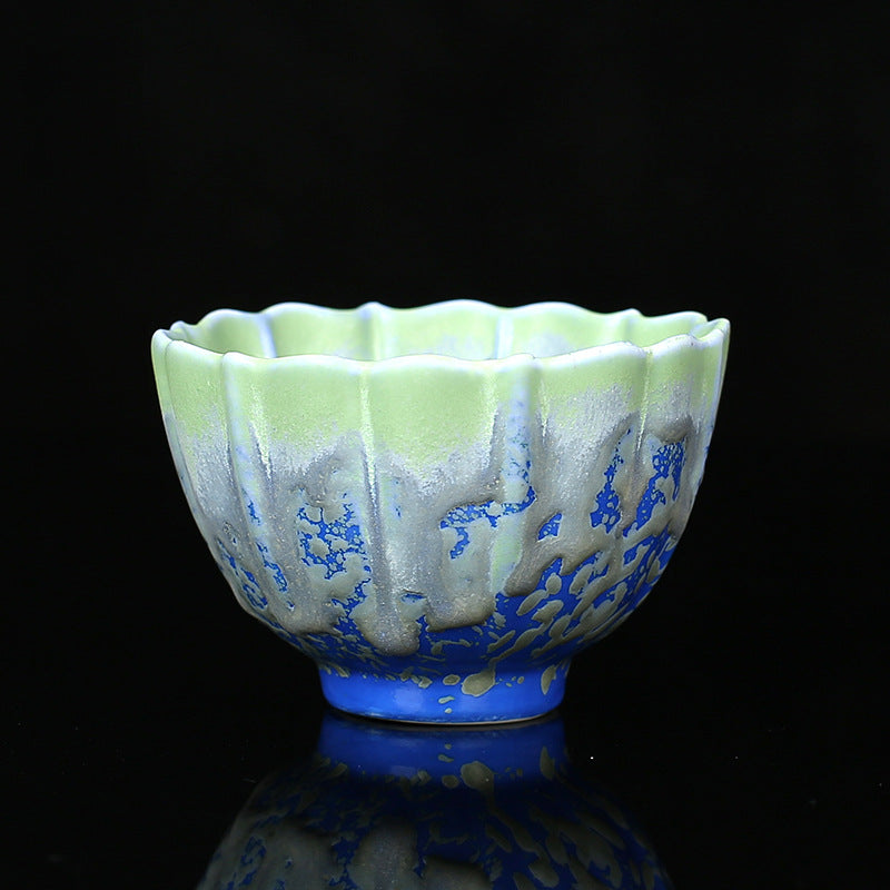 Buddha Stones Retro Niebieski Czerwony Gradient Wzór Lotosu Zmiana Pieca Ceramiczny Filiżanka Kung Fu Filiżanka Miska