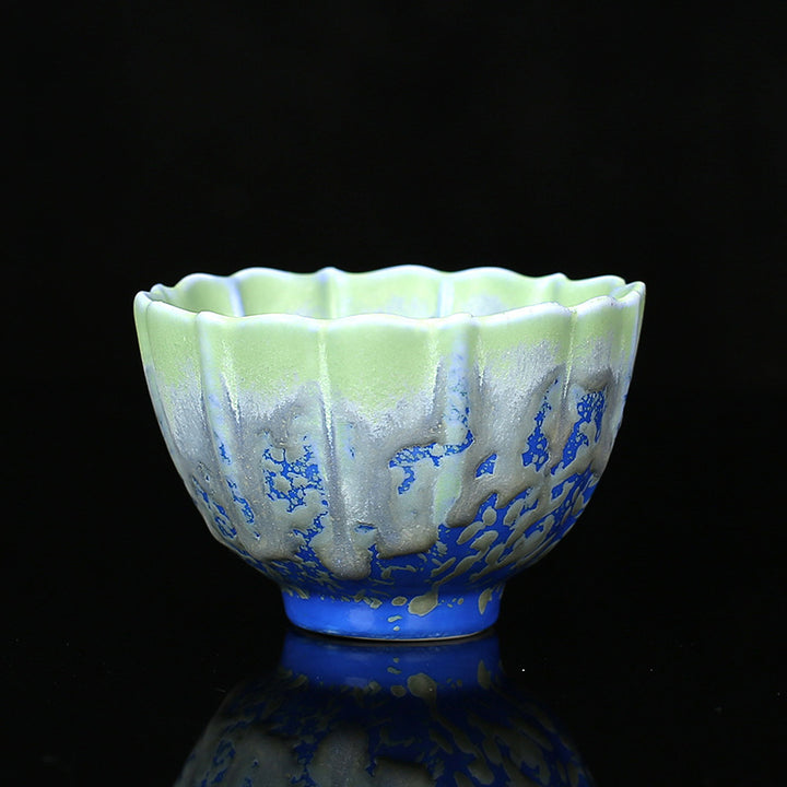 Buddha Stones Retro Niebieski Czerwony Gradient Wzór Lotosu Zmiana Pieca Ceramiczny Filiżanka Kung Fu Filiżanka Miska
