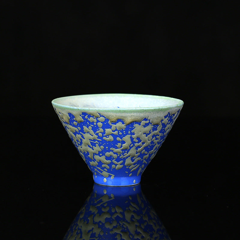 Buddha Stones Retro Niebieski Czerwony Gradient Wzór Lotosu Zmiana Pieca Ceramiczny Filiżanka Kung Fu Filiżanka Miska