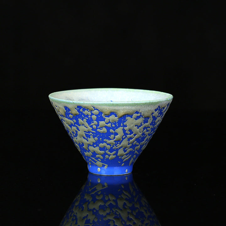 Buddha Stones Retro Niebieski Czerwony Gradient Wzór Lotosu Zmiana Pieca Ceramiczny Filiżanka Kung Fu Filiżanka Miska