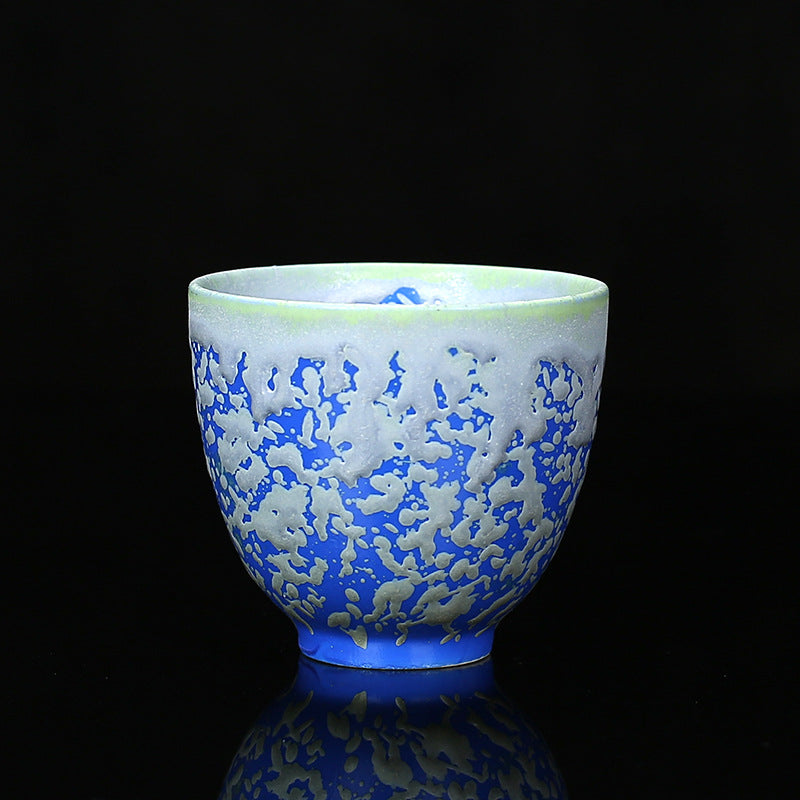 Buddha Stones Retro Niebieski Czerwony Gradient Wzór Lotosu Zmiana Pieca Ceramiczny Filiżanka Kung Fu Filiżanka Miska