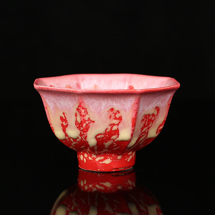 Buddha Stones Retro Niebieski Czerwony Gradient Wzór Lotosu Zmiana Pieca Ceramiczny Filiżanka Kung Fu Filiżanka Miska
