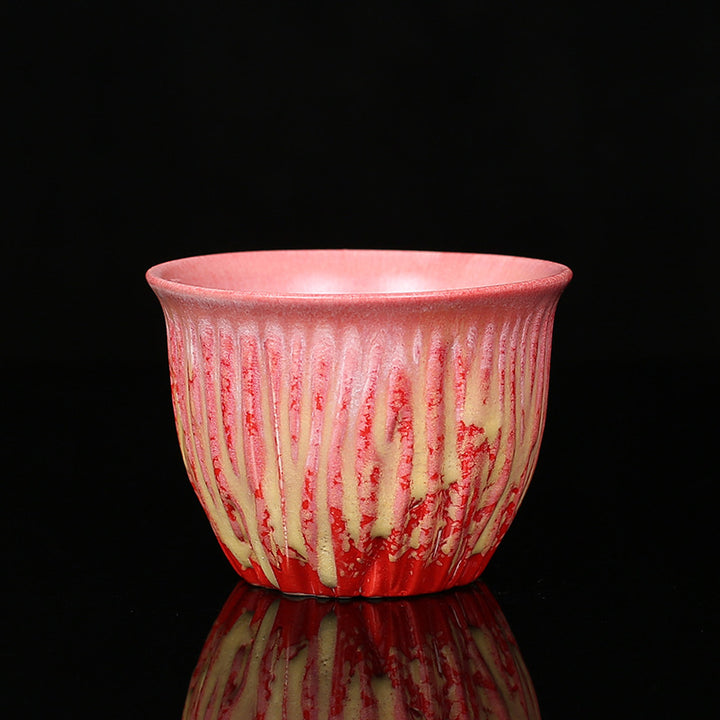 Buddha Stones Retro Niebieski Czerwony Gradient Wzór Lotosu Zmiana Pieca Ceramiczny Filiżanka Kung Fu Filiżanka Miska