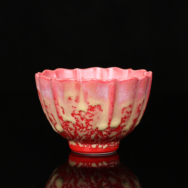 Buddha Stones Retro Niebieski Czerwony Gradient Wzór Lotosu Zmiana Pieca Ceramiczny Filiżanka Kung Fu Filiżanka Miska