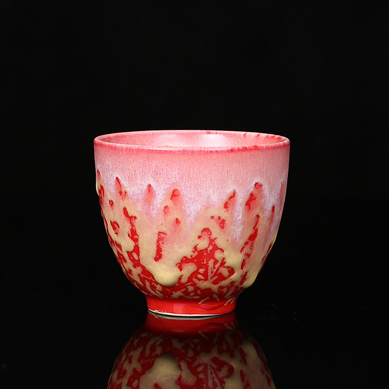 Buddha Stones Retro Niebieski Czerwony Gradient Wzór Lotosu Zmiana Pieca Ceramiczny Filiżanka Kung Fu Filiżanka Miska