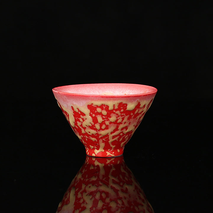 Buddha Stones Retro Niebieski Czerwony Gradient Wzór Lotosu Zmiana Pieca Ceramiczny Filiżanka Kung Fu Filiżanka Miska