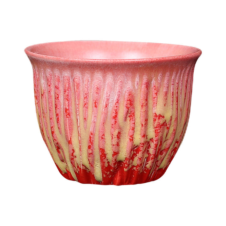 Buddha Stones Retro Niebieski Czerwony Gradient Wzór Lotosu Zmiana Pieca Ceramiczny Filiżanka Kung Fu Filiżanka Miska