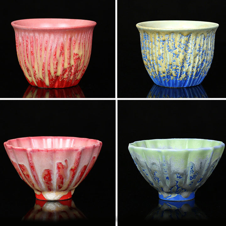 Buddha Stones Retro Niebieski Czerwony Gradient Wzór Lotosu Zmiana Pieca Ceramiczny Filiżanka Kung Fu Filiżanka Miska