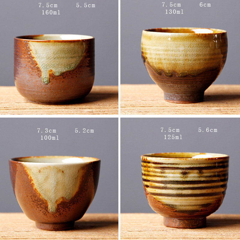 Buddha Stones Vintage Brązowy Beżowy Piec Zmiana Ceramiczny Filiżanka Kung Fu Filiżanka Miska