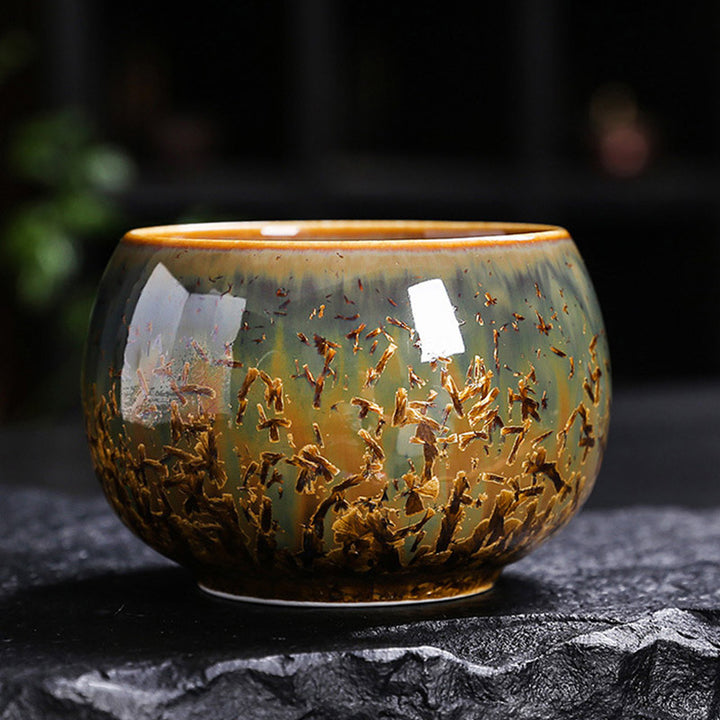 Buddha Stones Kolorowy Brązowy Ceramiczny Filiżanka Kung Fu Filiżanka Miska