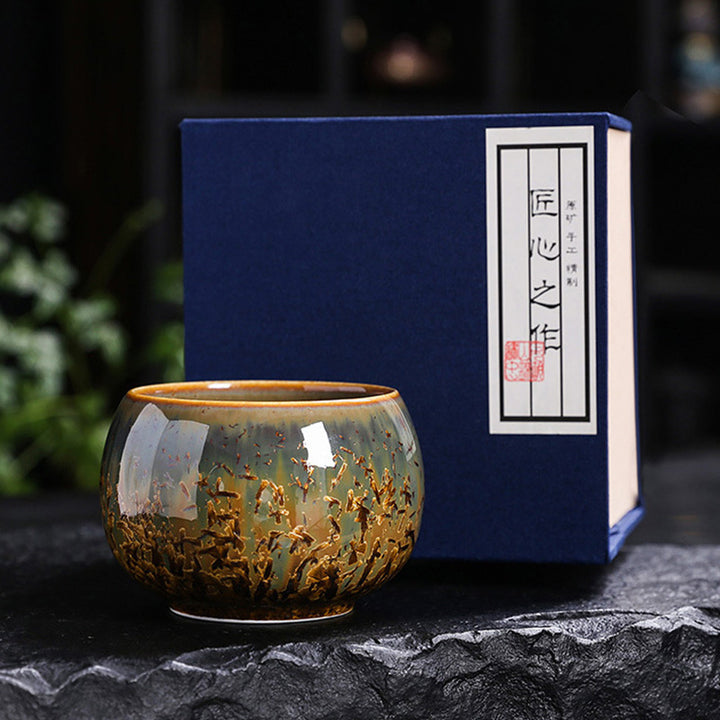 Buddha Stones Kolorowy Brązowy Ceramiczny Filiżanka Kung Fu Filiżanka Miska