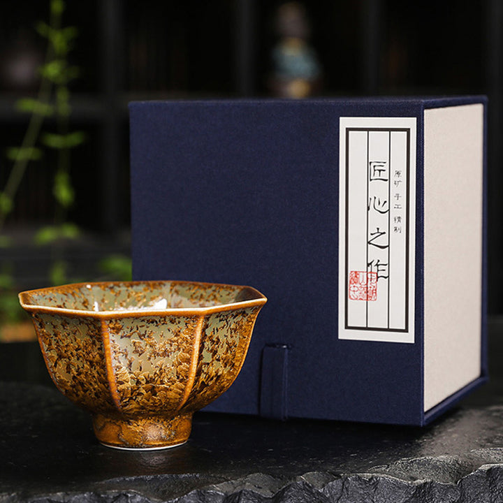 Buddha Stones Kolorowy Brązowy Ceramiczny Filiżanka Kung Fu Filiżanka Miska