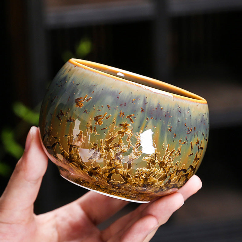 Buddha Stones Kolorowy Brązowy Ceramiczny Filiżanka Kung Fu Filiżanka Miska