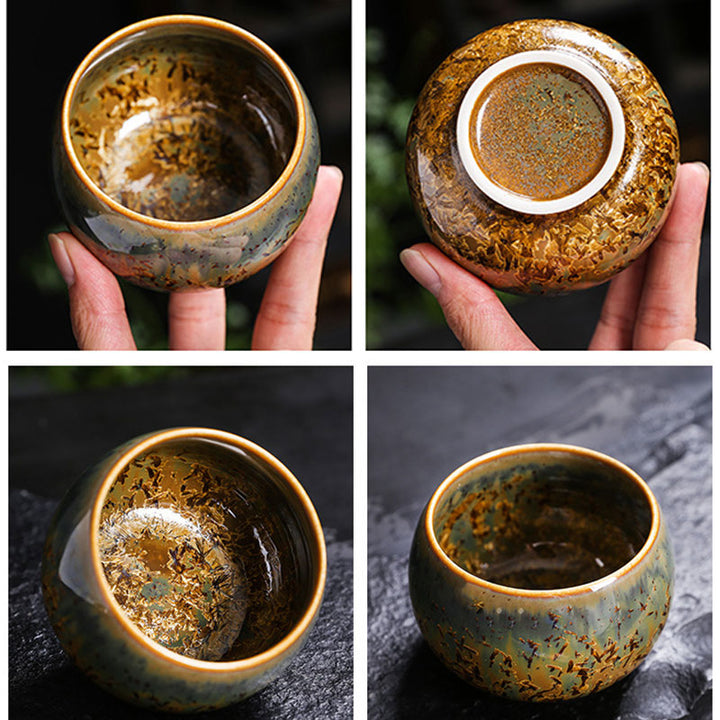 Buddha Stones Kolorowy Brązowy Ceramiczny Filiżanka Kung Fu Filiżanka Miska