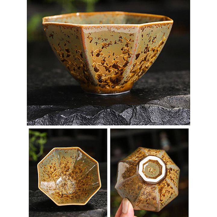 Buddha Stones Kolorowy Brązowy Ceramiczny Filiżanka Kung Fu Filiżanka Miska