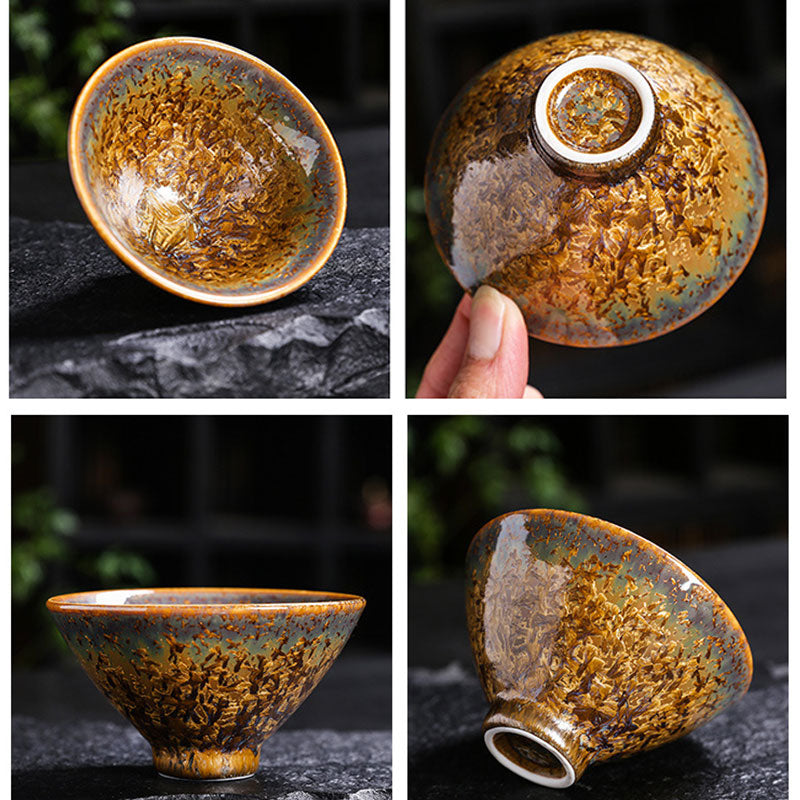 Buddha Stones Kolorowy Brązowy Ceramiczny Filiżanka Kung Fu Filiżanka Miska