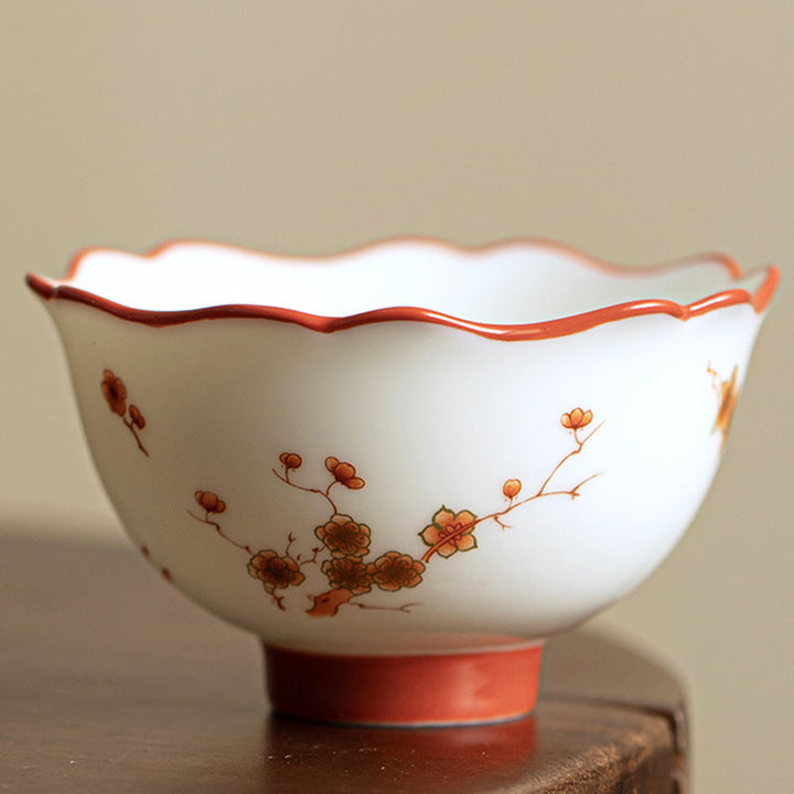 Buddha Stones Białe Porcelany Kwiaty Ceramiczny Gaiwan Sancai Filiżanka Kung Fu Filiżanka I Spodek Z Pokrywką