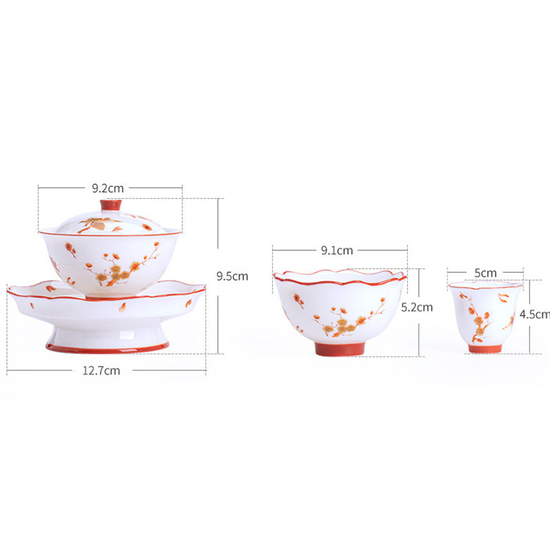 Buddha Stones Białe Porcelany Kwiaty Ceramiczny Gaiwan Sancai Filiżanka Kung Fu Filiżanka I Spodek Z Pokrywką