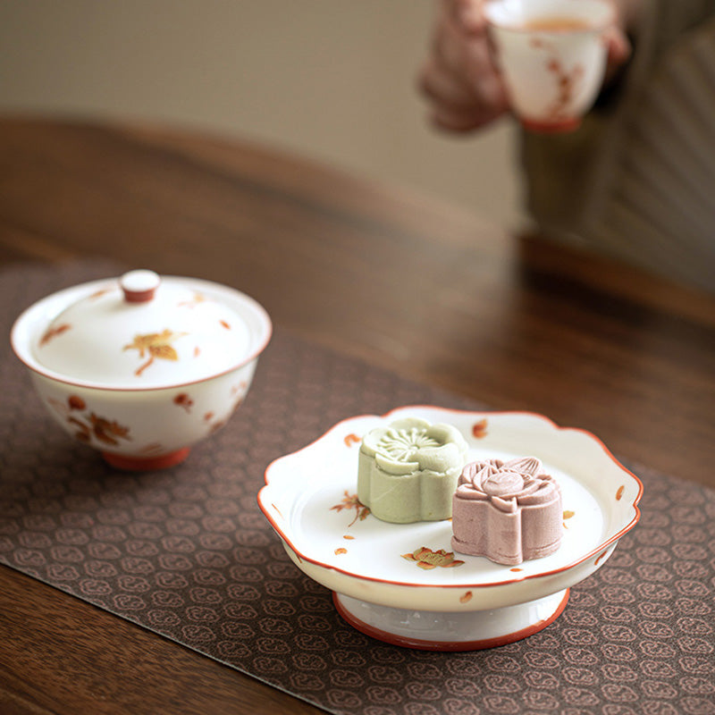 Buddha Stones Białe Porcelany Kwiaty Ceramiczny Gaiwan Sancai Filiżanka Kung Fu Filiżanka I Spodek Z Pokrywką