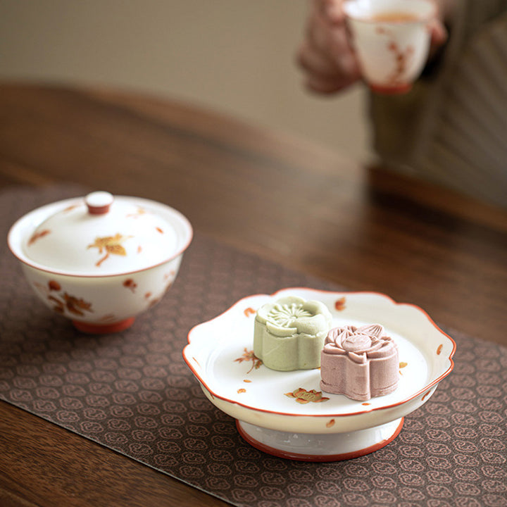 Buddha Stones Białe Porcelany Kwiaty Ceramiczny Gaiwan Sancai Filiżanka Kung Fu Filiżanka I Spodek Z Pokrywką