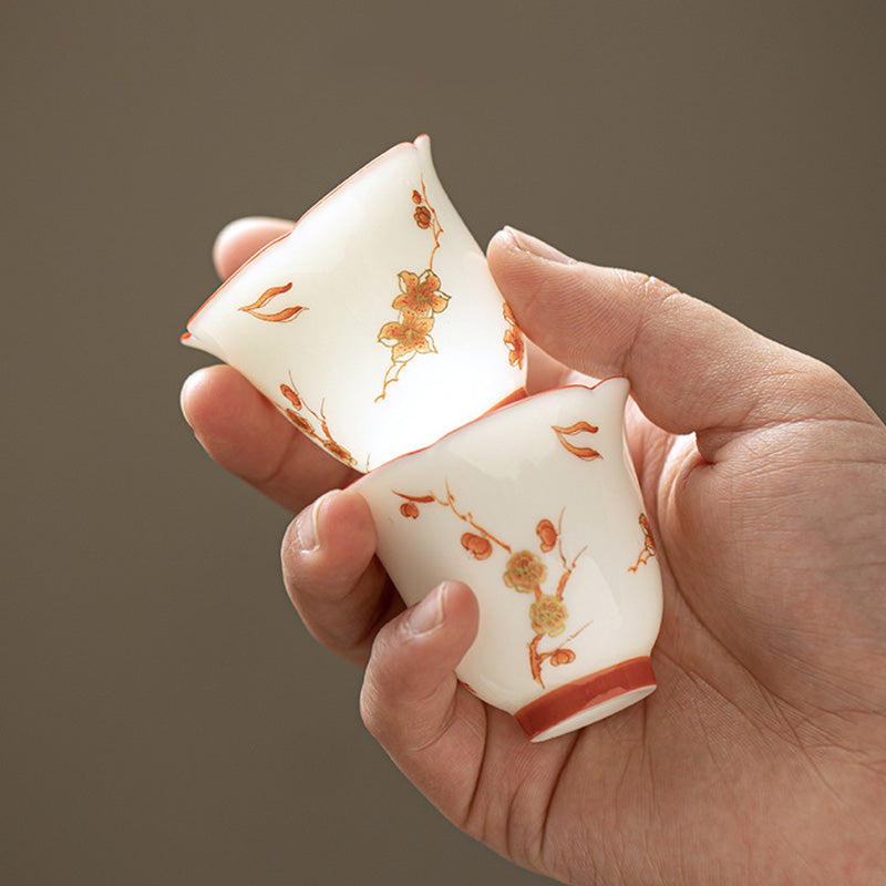Buddha Stones Białe Porcelany Kwiaty Ceramiczny Gaiwan Sancai Filiżanka Kung Fu Filiżanka I Spodek Z Pokrywką