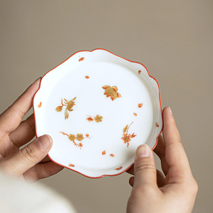 Buddha Stones Białe Porcelany Kwiaty Ceramiczny Gaiwan Sancai Filiżanka Kung Fu Filiżanka I Spodek Z Pokrywką