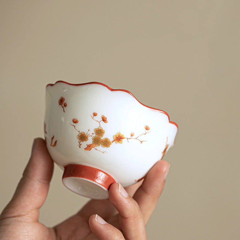 Buddha Stones Białe Porcelany Kwiaty Ceramiczny Gaiwan Sancai Filiżanka Kung Fu Filiżanka I Spodek Z Pokrywką