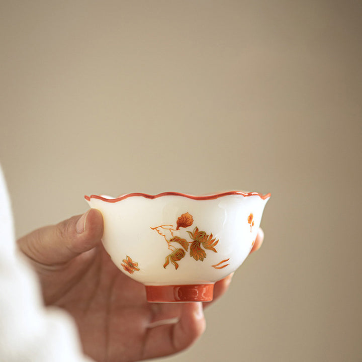 Buddha Stones Białe Porcelany Kwiaty Ceramiczny Gaiwan Sancai Filiżanka Kung Fu Filiżanka I Spodek Z Pokrywką