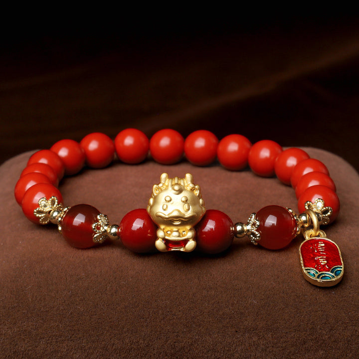Bransoletka ochronna z Buddha Stones Rok Smoka Naturalny Cynober