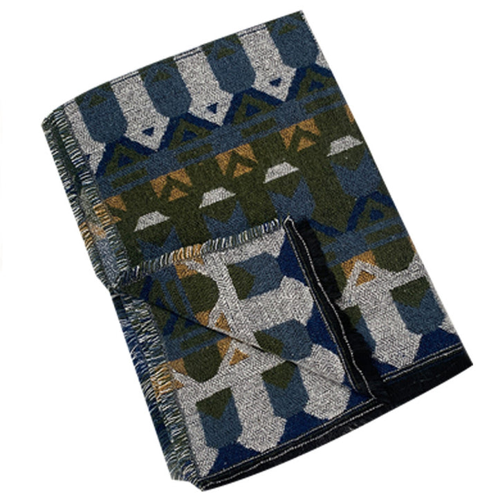 Buddha Stones Tybetański Szal Klasyczny Wzór Geometryczny Zimowy Przytulny Szal Podróżny Otulacz - image 14