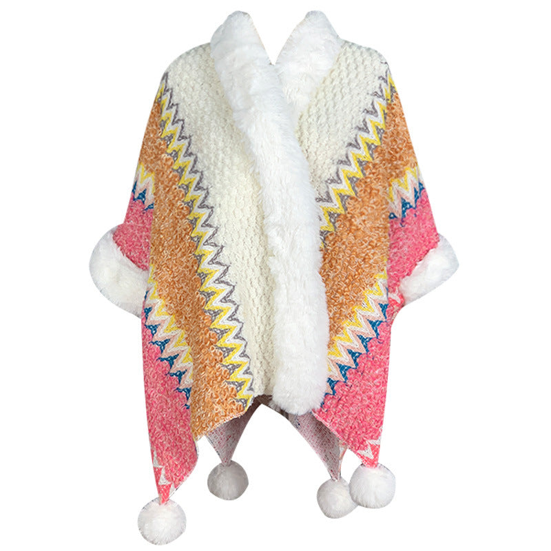 Buddha Stones Tybetański Wielokolorowy Pasiasty Szal Zimowy Przytulny Szalik Podróżny Otulacz - Beżowy Pomarańczowy Różowy - image 9