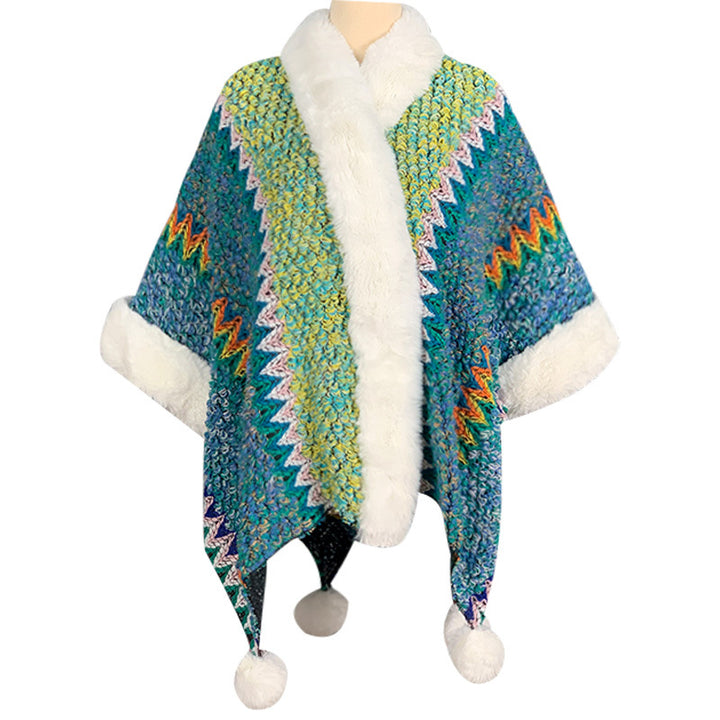 Buddha Stones Tybetański Wielokolorowy Pasiasty Szal Zimowy Przytulny Szalik Podróżny Otulacz - Zielone światło cyjanowe - image 19