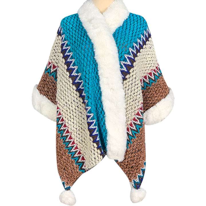 Buddha Stones Tybetański Wielokolorowy Pasiasty Szal Zimowy Przytulny Szalik Podróżny Otulacz - Niebieski Beżowy Brązowy - image 45