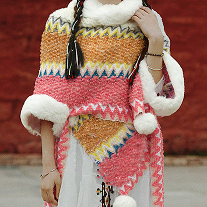 Buddha Stones Tybetański Wielokolorowy Pasiasty Szal Zimowy Przytulny Szalik Podróżny Otulacz - image 14