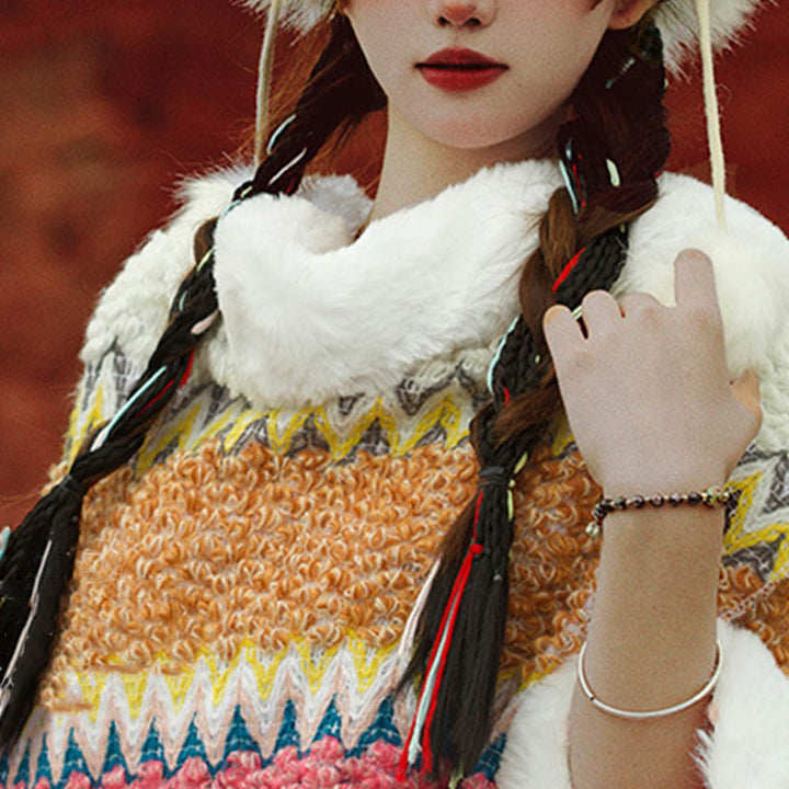 Buddha Stones Tybetański Wielokolorowy Pasiasty Szal Zimowy Przytulny Szalik Podróżny Otulacz - image 18