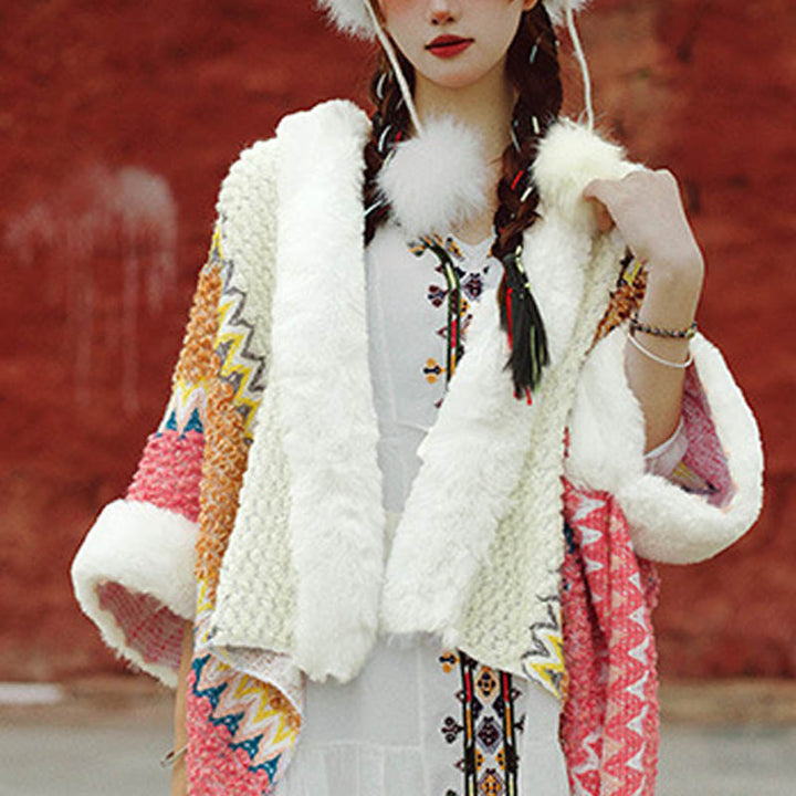 Buddha Stones Tybetański Wielokolorowy Pasiasty Szal Zimowy Przytulny Szalik Podróżny Otulacz - image 12