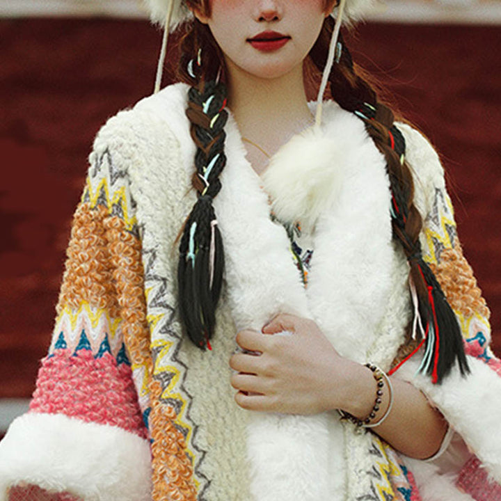 Buddha Stones Tybetański Wielokolorowy Pasiasty Szal Zimowy Przytulny Szalik Podróżny Otulacz - image 17