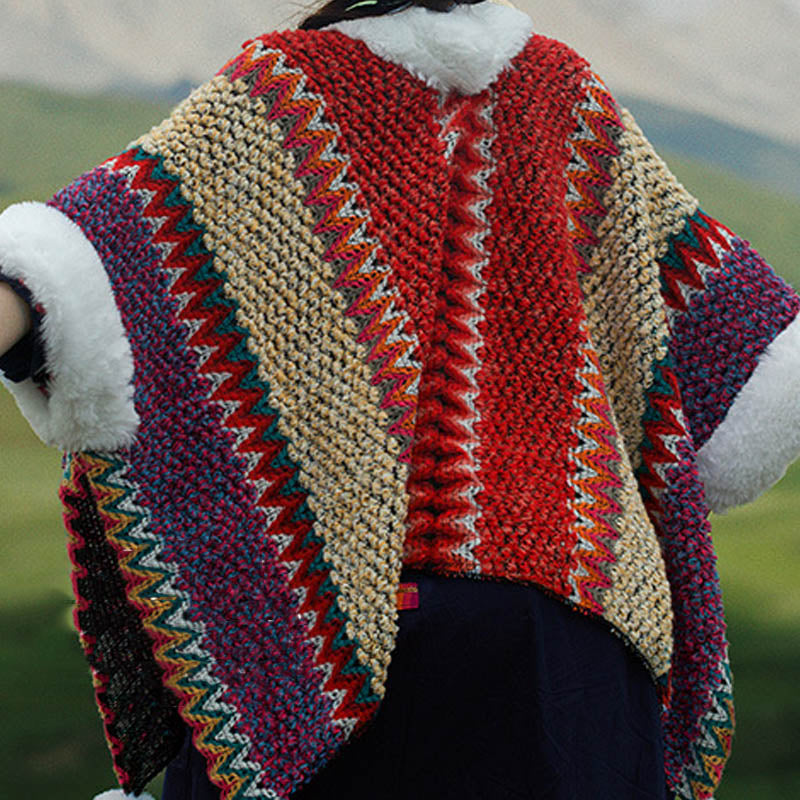 Buddha Stones Tybetański Wielokolorowy Pasiasty Szal Zimowy Przytulny Szalik Podróżny Otulacz - image 42