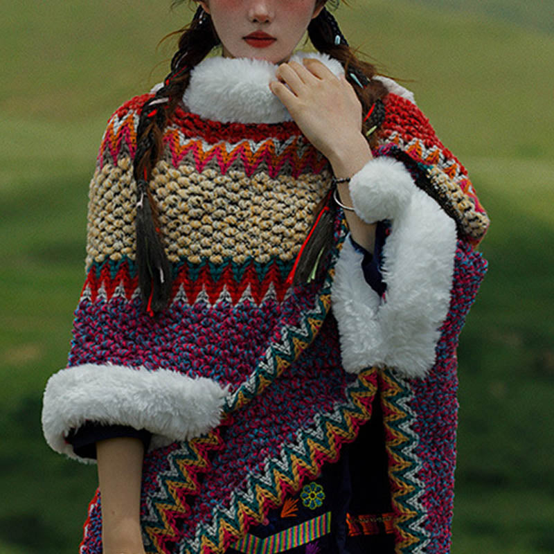 Buddha Stones Tybetański Wielokolorowy Pasiasty Szal Zimowy Przytulny Szalik Podróżny Otulacz - image 40