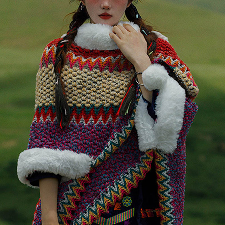 Buddha Stones Tybetański Wielokolorowy Pasiasty Szal Zimowy Przytulny Szalik Podróżny Otulacz - image 40